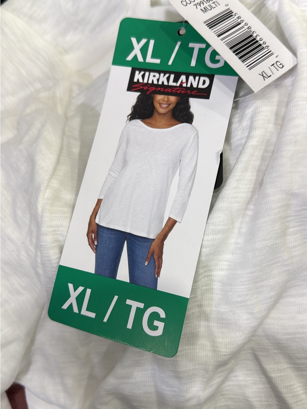 Kirkland Signature White Women's Long Sleeve Tee XL